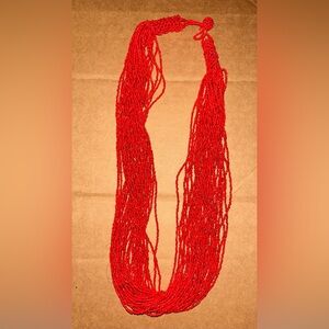 Vibrant Red Beaded Necklace